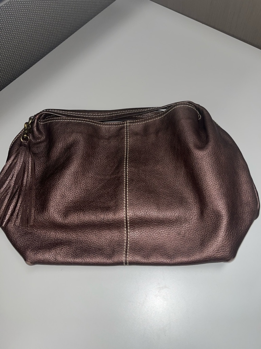 Coldwater Creek Metallic Brown Leather Tassel Shoulder Bag